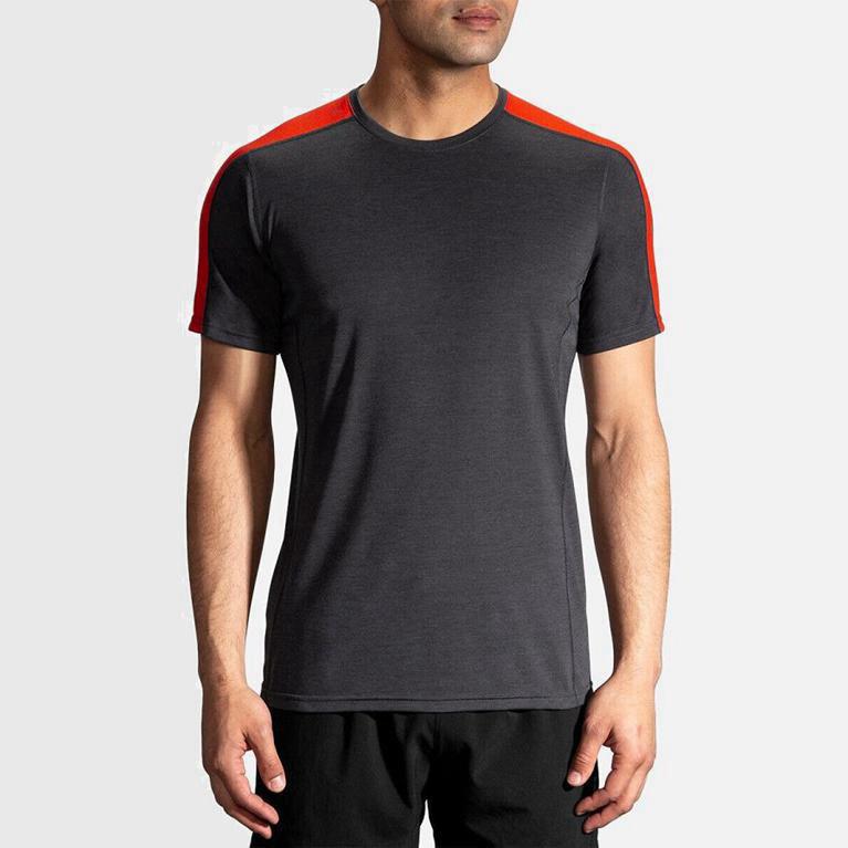 Brooks Distance Israel - Men's Short Sleeve Running Shirt - Grey (20639-WAKD)